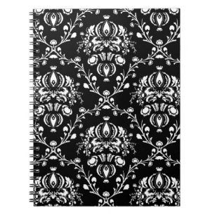 Black and White Damask Spiral Notebook