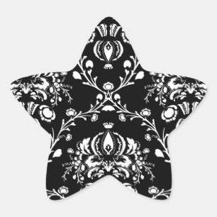Black and White Damask Star Sticker