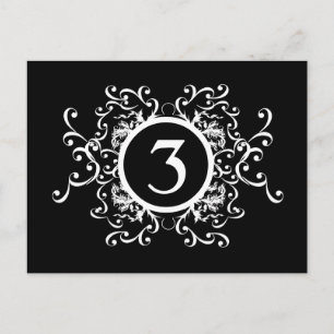 Black and White Damask Table Number Postcard