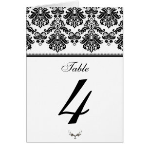Black and White Damask Table Seating Number