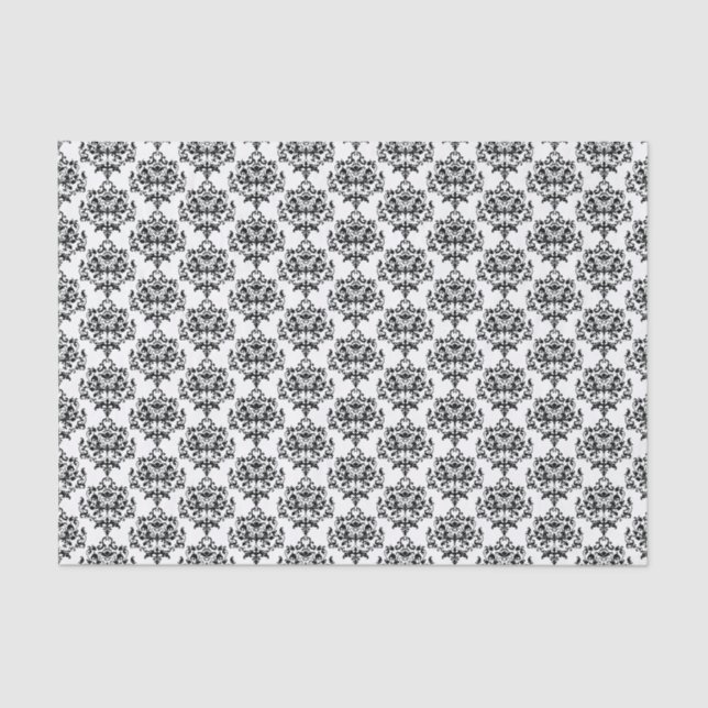 Black and White Damask Tissue Paper (Front)