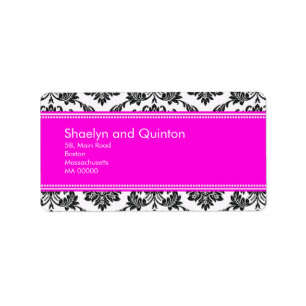 Black and White Damask Wedding Address Labels
