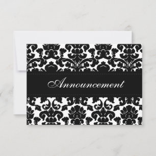 Black and White Damask Wedding Cancellation Card