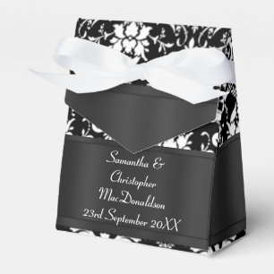 Black and white damask wedding favour box