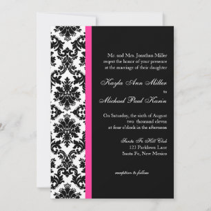 Black and White Damask Wedding Invitation