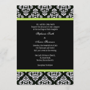 Black and White Damask Wedding Invitation