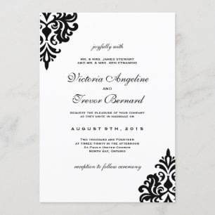 Black and White Damask Wedding Invitations