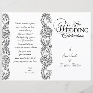 Black and white damask Wedding Programs