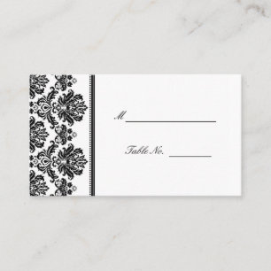 Black and White Damask Wedding Seating Placecards