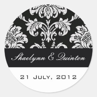 Black and White Damask Wedding Sticker