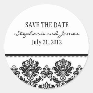 Black and White Damask Wedding Sticker