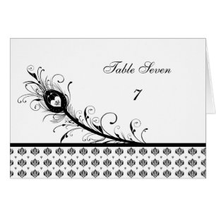 Black and White Damask Wedding Table Number