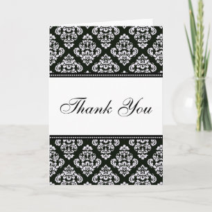 Black and White Damask Wedding Thank You Cards