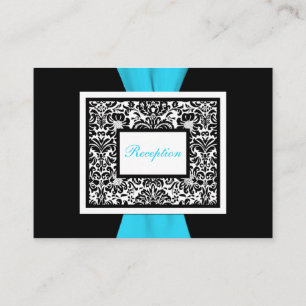 Black and White Damask with Blue Enclosure Card