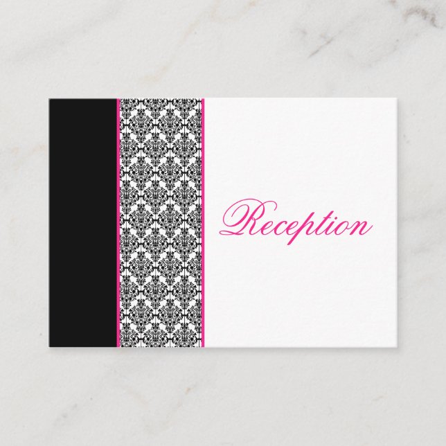 Black and White Damask with Pink Enclosure Card (Front)