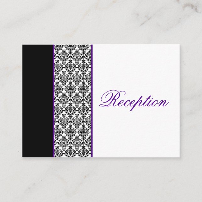 Black and White Damask with Purple Enclosure Card (Front)