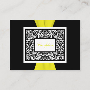 Black and White Damask with Yellow Enclosure Card