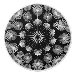 Black and White Dandelion Ceramic Knob