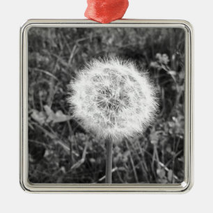 Black and white dandelion metal tree decoration
