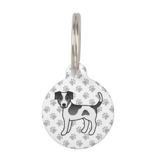 Black And White Danish-Swedish Farmdog Cartoon Dog Pet Tag