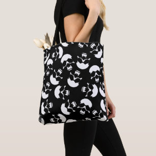 Black and White Dark Aesthetic Skull Pattern Tote Bag