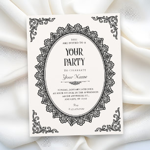 Black and white Dark Romance elegant  Invitation
