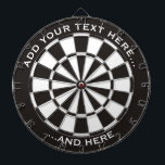 Black and White Dartboard with custom text<br><div class="desc">Dartboard in black and white and two custom text areas.</div>