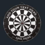 Black and White Dartboard with custom text<br><div class="desc">Dartboard in black and white and two custom text areas.</div>