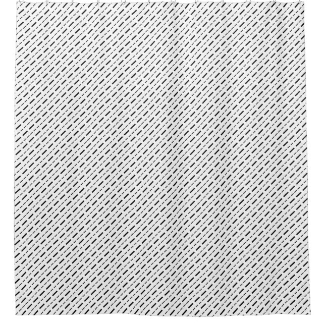 Black And White Dash Lines Shower Curtain (Front)