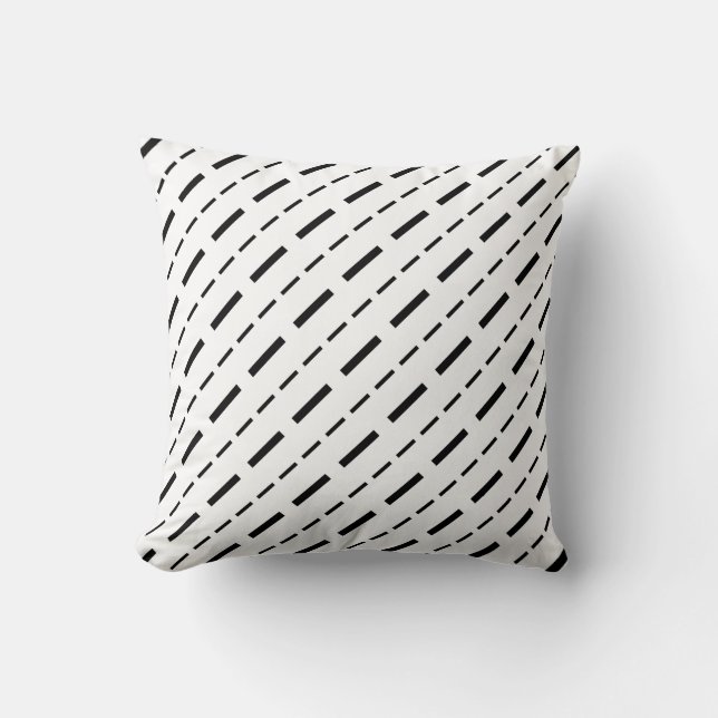 Black And White Dashes Lines Cushion (Front)