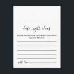 Black and White Date Night Ideas Cards<br><div class="desc">These black and white date night ideas cards are perfect for a simple bridal shower. The design features a beautiful calligraphy font in a white background to embellish your event.</div>
