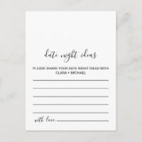 Black and White Date Night Ideas Cards