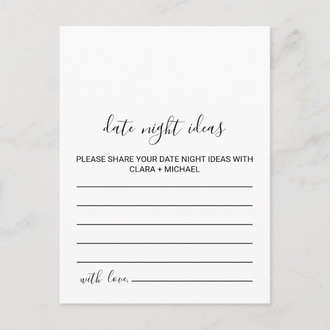 Black and White Date Night Ideas Cards (Front)