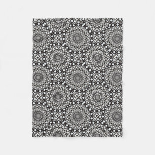 Black And White Decorative Mandala Fleece Blanket