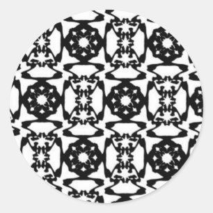 Black And White Decorative Pattern Classic Round Sticker