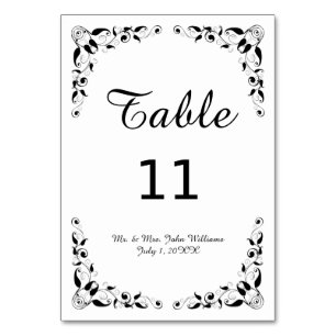 Black and White Decorative Reception Table Card