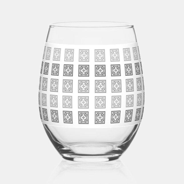 Black and White Decorative Wine Glass (Front)
