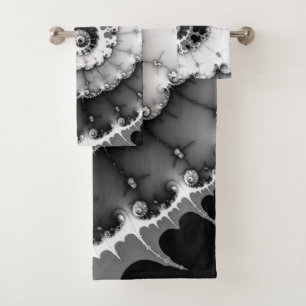 Black and White Deep Swirl Bath Towel Set