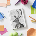 Black and White Deer Portrait iPad Pro Cover<br><div class="desc">Deer Portrait 2 by Fab Funky. Features a black and white portrait of a stoic deer. Has a book page for a background. | 190389D</div>