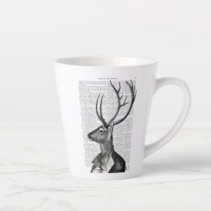 Black and White Deer Portrait Latte Mug
