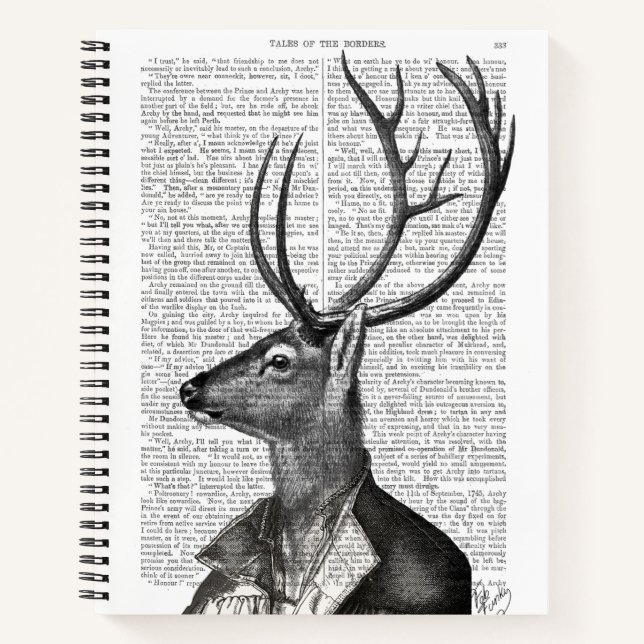 Black and White Deer Portrait Notebook (Front)