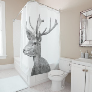 Black and White Deer Shower Curtain