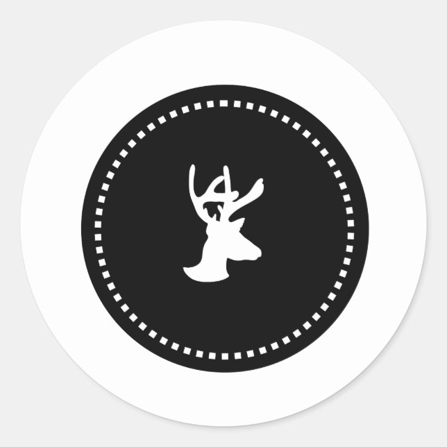 Black and White Deer Silhouette Christmas Stickers (Front)