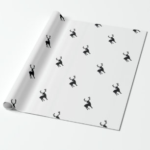 Black and white deer wrapping paper