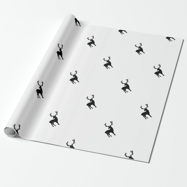 Black and white deer wrapping paper (Unrolled)