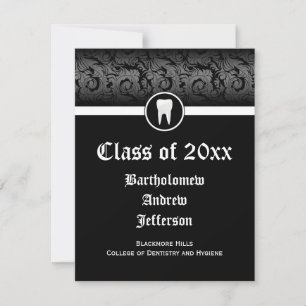 Black and White Dental School Graduation Dentistry Invitation
