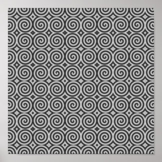 Black and white design. Pattern of Spirals. Poster