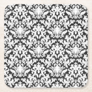 BLACK AND WHITE DESIGN SQUARE PAPER COASTER