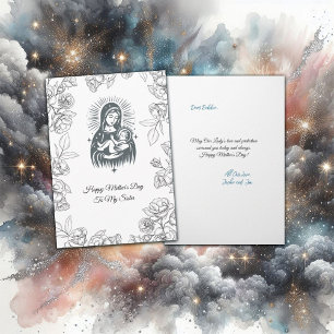 Black And White Design Virgin Mary Mother's Day Card