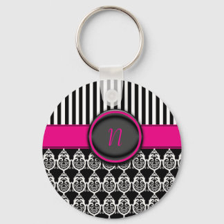Black and white design with customisable monogram key ring
